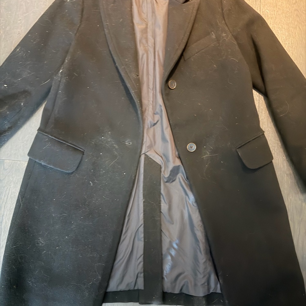 Uniqlo x Jil Sander Wool Coat L Black Single Breasted Minimalist Overcoat - Picture 7 of 8